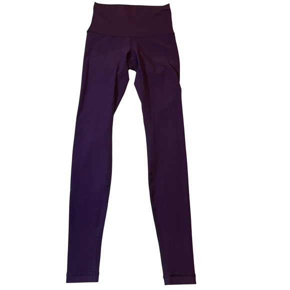 Lululemon Leggings Size 4 Purple High Rise Flip‎ Waist Activewear Yoga Stretch - Picture 1 of 15